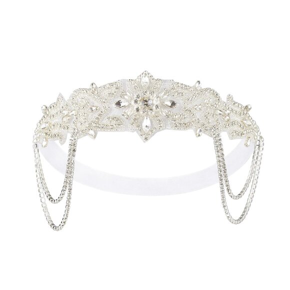 1920s Flapper Headpiece Vintage Rhinestone Bead Headband for Women - Picture 7 of 7